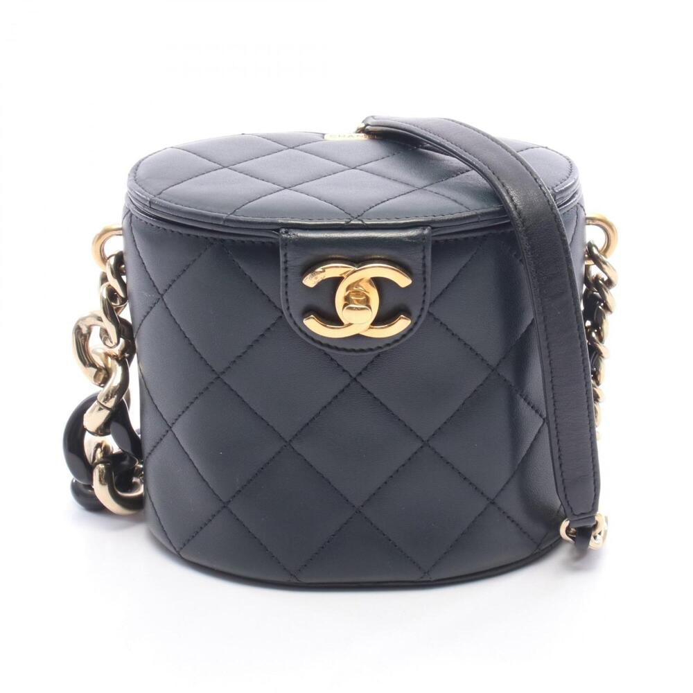 Chanel Matelassé Vanity Shoulder Bag/Handbag, Lambskin Leather, Women's, Black